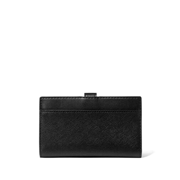 New Michael Kors Greenwich Medium Saffiano Leather Wallet Black with Silver - Picture 3 of 3